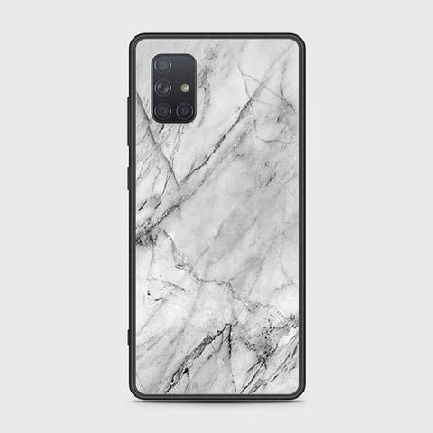 Samsung Galaxy A71 Cover - White Marble Series - HQ Ultra Shine Premium Infinity Glass Soft Silicon Borders Case