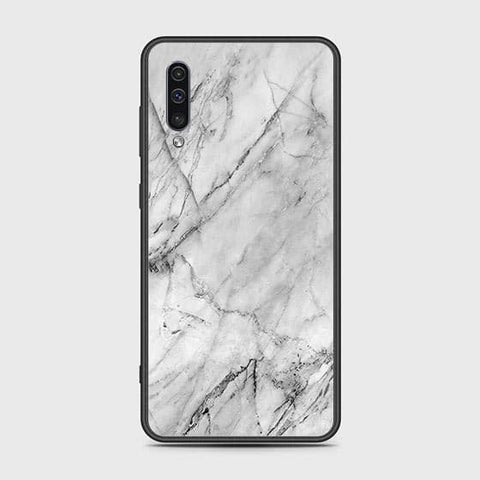 Samsung Galaxy A30s Cover - White Marble Series - HQ Ultra Shine Premium Infinity Glass Soft Silicon Borders Case