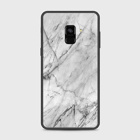 Samsung Galaxy A8 2018 Cover - White Marble Series - HQ Ultra Shine Premium Infinity Glass Soft Silicon Borders Case