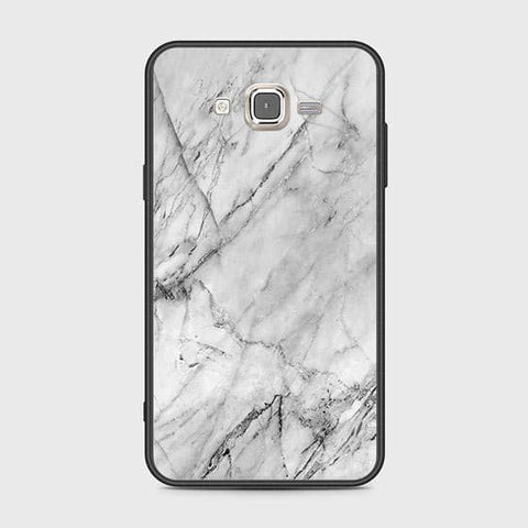 Samsung Galaxy J7 2015 Cover - White Marble Series - HQ Ultra Shine Premium Infinity Glass Soft Silicon Borders Case