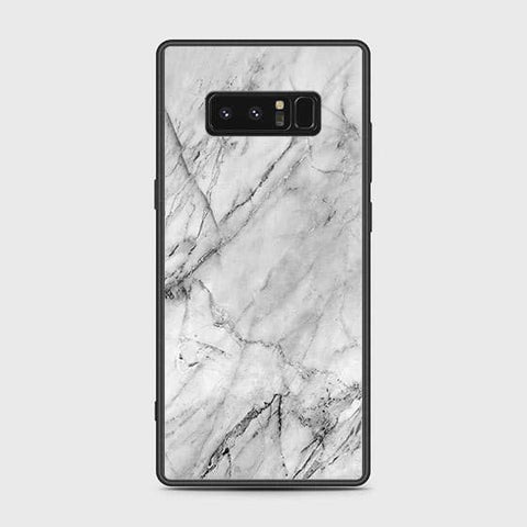 Samsung Galaxy Note 8 Cover - White Marble Series - HQ Ultra Shine Premium Infinity Glass Soft Silicon Borders Case