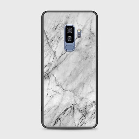 Samsung Galaxy S9 Plus Cover - White Marble Series - HQ Ultra Shine Premium Infinity Glass Soft Silicon Borders Case