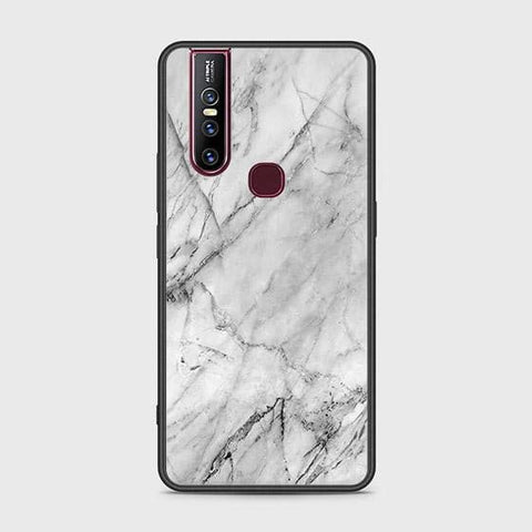 Vivo V15 Cover - White Marble Series - HQ Ultra Shine Premium Infinity Glass Soft Silicon Borders Case