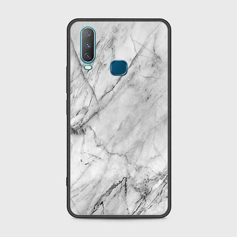 Vivo Y12 Cover - White Marble Series - HQ Ultra Shine Premium Infinity Glass Soft Silicon Borders Case