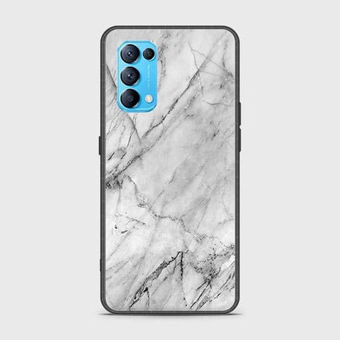 Oppo Find X3 Lite Cover - White Marble Series - HQ Ultra Shine Premium Infinity Glass Soft Silicon Borders Case