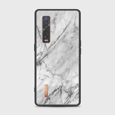 Oppo Find X2 Pro Cover - White Marble Series - HQ Ultra Shine Premium Infinity Glass Soft Silicon Borders Case