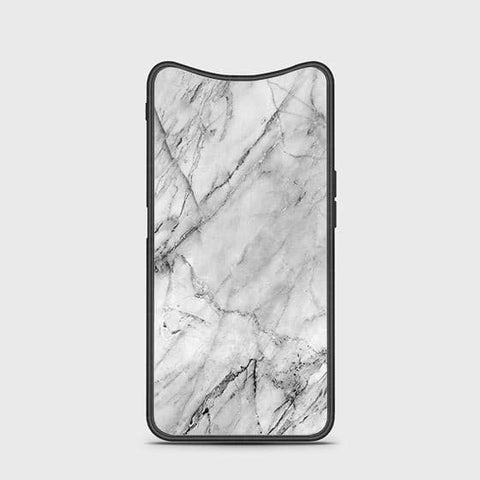 Oppo Find X Cover - White Marble Series - HQ Ultra Shine Premium Infinity Glass Soft Silicon Borders Case