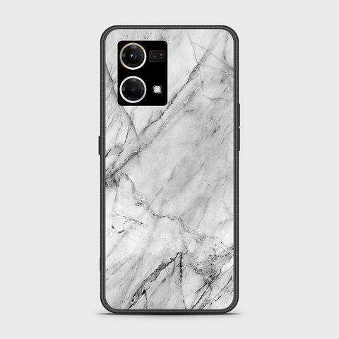 Oppo Reno 8 4G Cover - White Marble Series - HQ Ultra Shine Premium Infinity Glass Soft Silicon Borders Case