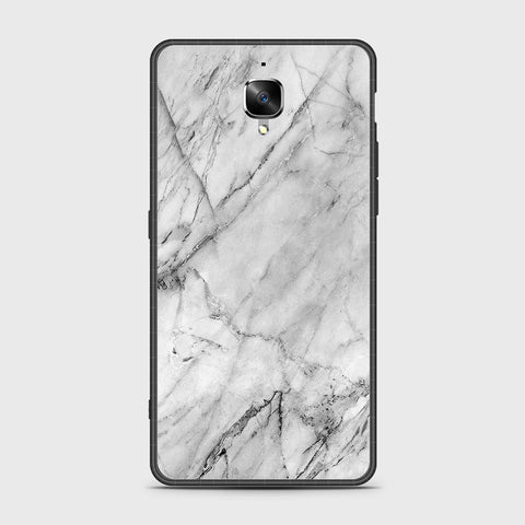 OnePlus 3 Cover- White Marble Series - HQ Ultra Shine Premium Infinity Glass Soft Silicon Borders Case