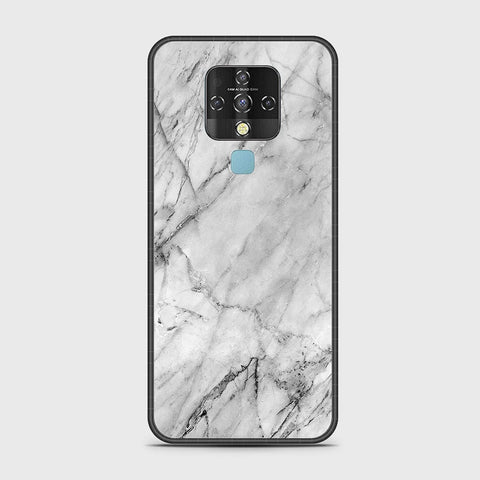 Tecno Camon 16 Cover - White Marble Series - HQ Ultra Shine Premium Infinity Glass Soft Silicon Borders Case