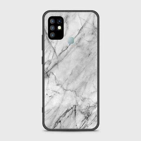 Infinix Hot 10 Cover- White Marble Series - HQ Ultra Shine Premium Infinity Glass Soft Silicon Borders Case