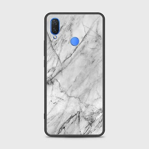 Huawei Y9 2019 Cover - White Marble Series - HQ Ultra Shine Premium Infinity Glass Soft Silicon Borders Case