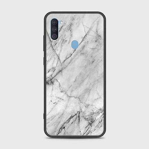Samsung Galaxy M11 Cover - White Marble Series - HQ Ultra Shine Premium Infinity Glass Soft Silicon Borders Case