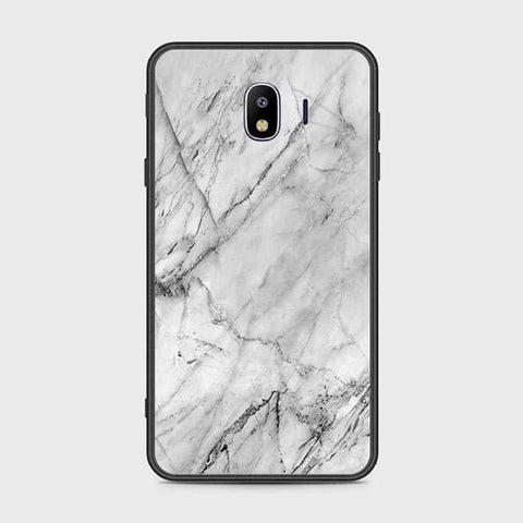 Samsung Galaxy J4 2018 Cover - White Marble Series - HQ Ultra Shine Premium Infinity Glass Soft Silicon Borders Case
