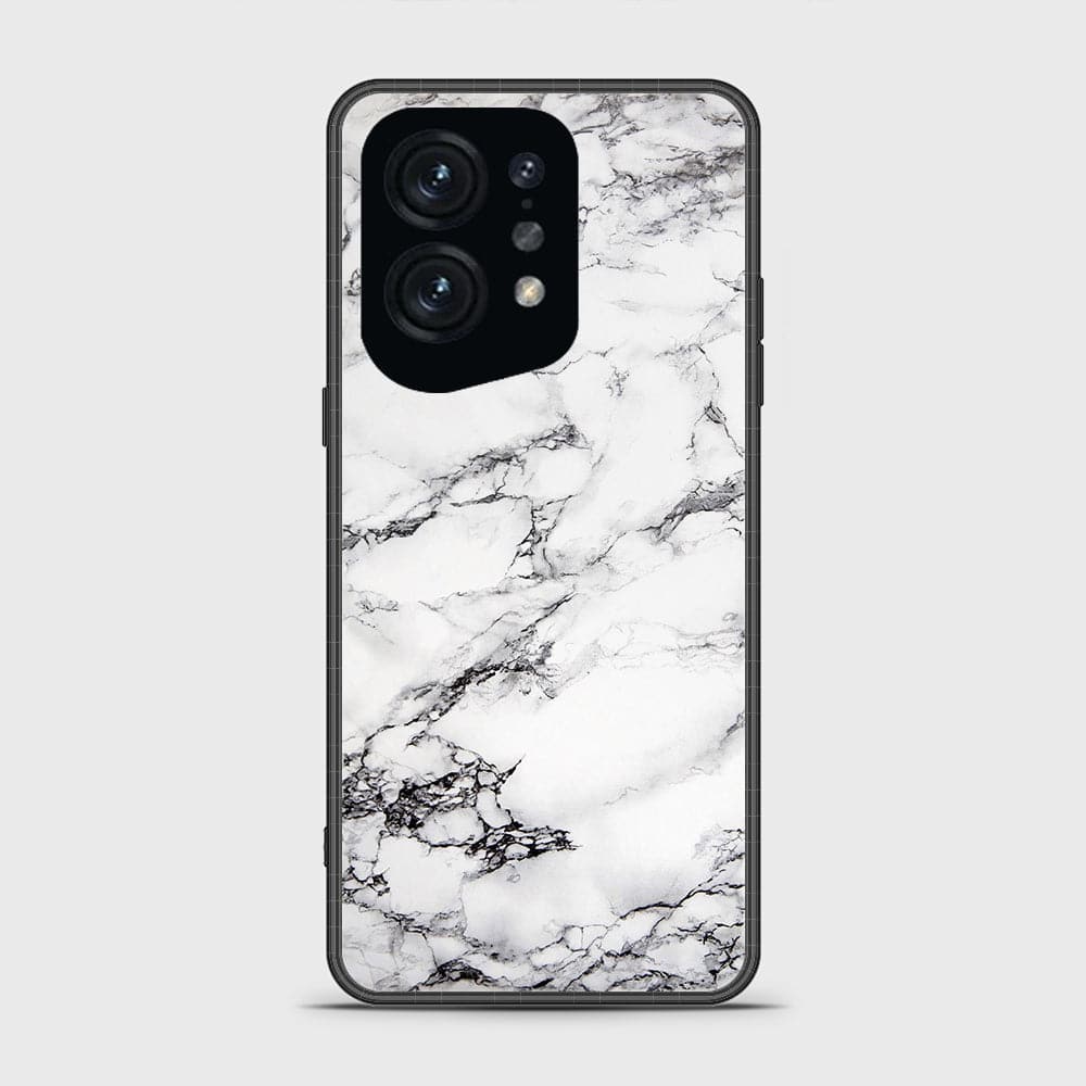 Oppo Find X5 Cover - White Marble Series - HQ Ultra Shine Premium Infinity Glass Soft Silicon Borders Case