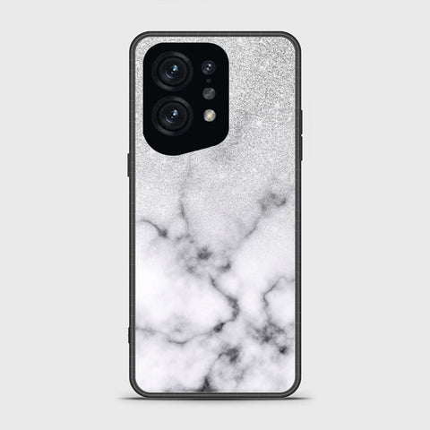 Oppo Find X5 Cover - White Marble Series - HQ Ultra Shine Premium Infinity Glass Soft Silicon Borders Case
