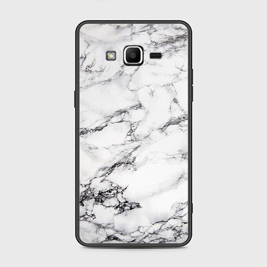 Samsung Galaxy Grand Prime Cover- White Marble Series - HQ Ultra Shine Premium Infinity Glass Soft Silicon Borders Case