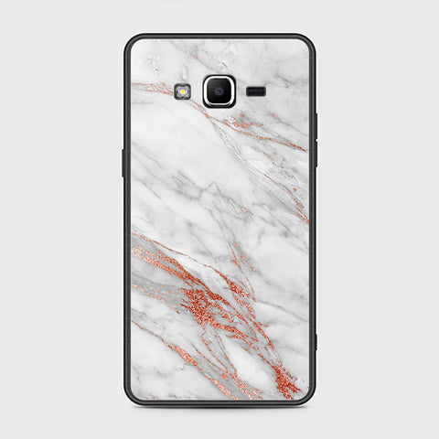 Samsung Galaxy Grand Prime Cover- White Marble Series - HQ Ultra Shine Premium Infinity Glass Soft Silicon Borders Case