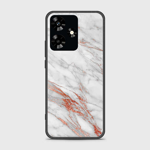 Infinix Hot 30 Cover- White Marble Series - HQ Ultra Shine Premium Infinity Glass Soft Silicon Borders Case