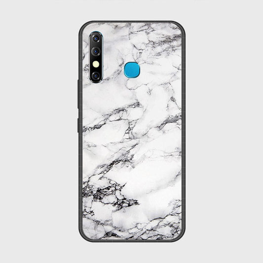 Infinix Hot 8 Cover- White Marble Series - HQ Ultra Shine Premium Infinity Glass Soft Silicon Borders Case