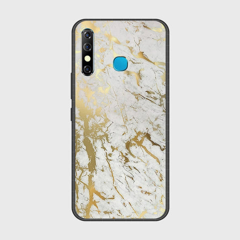 Infinix Hot 8 Cover- White Marble Series - HQ Ultra Shine Premium Infinity Glass Soft Silicon Borders Case