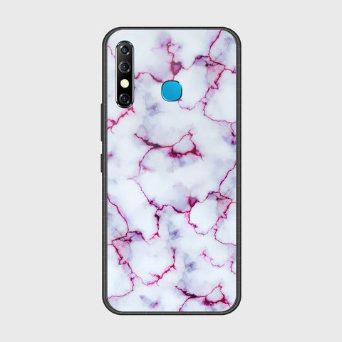 Infinix Hot 8 Cover- White Marble Series - HQ Ultra Shine Premium Infinity Glass Soft Silicon Borders Case