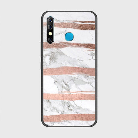 Infinix Hot 8 Cover- White Marble Series - HQ Ultra Shine Premium Infinity Glass Soft Silicon Borders Case