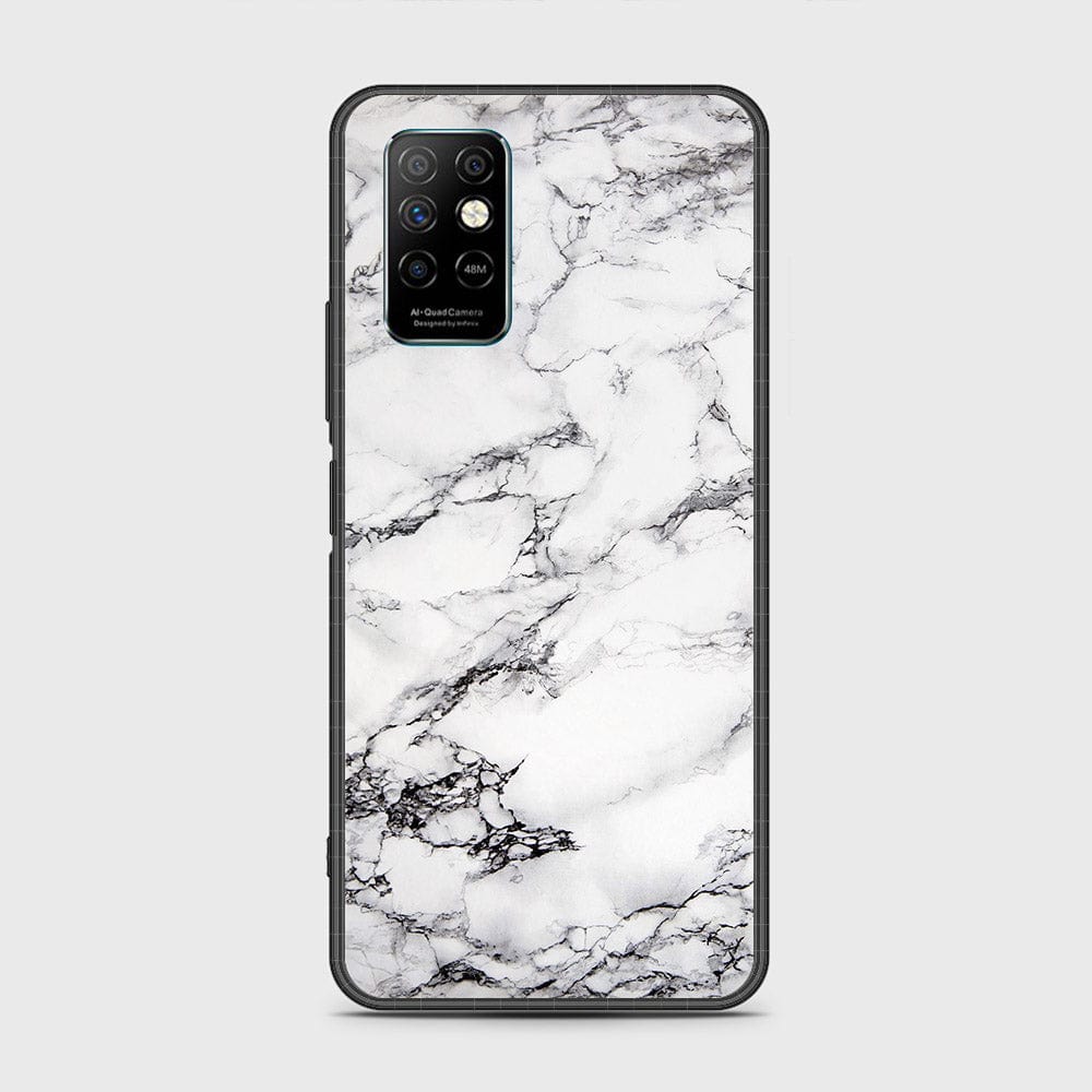 Infinix Note 8i Cover- White Marble Series - HQ Ultra Shine Premium Infinity Glass Soft Silicon Borders Case