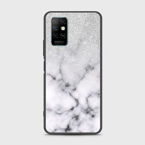 Infinix Note 8i Cover- White Marble Series - HQ Ultra Shine Premium Infinity Glass Soft Silicon Borders Case