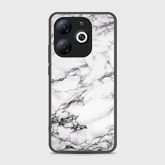 Infinix Smart 8 Pro Cover- White Marble Series - HQ Ultra Shine Premium Infinity Glass Soft Silicon Borders Case