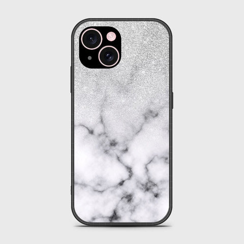 iPhone 15 Plus Cover- White Marble Series - HQ Ultra Shine Premium Infinity Glass Soft Silicon Borders Case