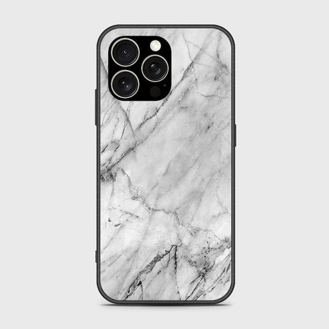 iPhone 15 Pro Cover- White Marble Series - HQ Ultra Shine Premium Infinity Glass Soft Silicon Borders Case