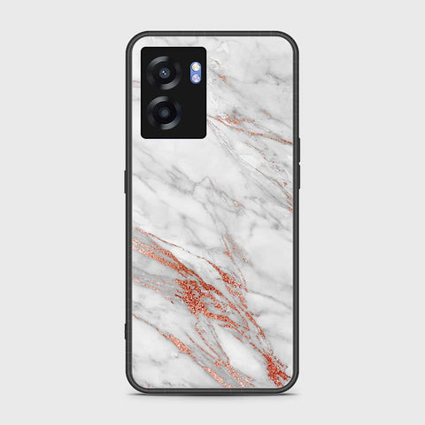 Oppo A56s Cover- White Marble Series - HQ Ultra Shine Premium Infinity Glass Soft Silicon Borders Case