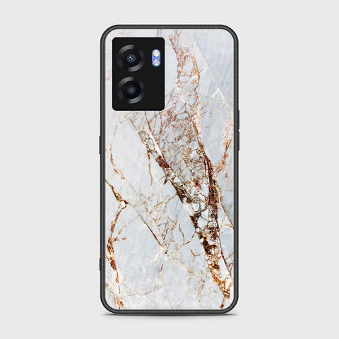 Oppo A57 5G Cover- White Marble Series - HQ Ultra Shine Premium Infinity Glass Soft Silicon Borders Case
