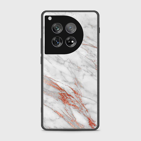 OnePlus 12 Cover- White Marble Series - HQ Ultra Shine Premium Infinity Glass Soft Silicon Borders Case