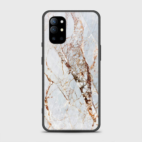 OnePlus 9R Cover - White Marble Series - HQ Ultra Shine Premium Infinity Glass Soft Silicon Borders Case