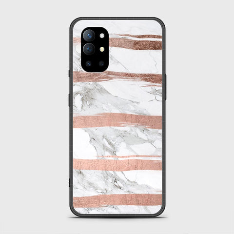 OnePlus 9R Cover - White Marble Series - HQ Ultra Shine Premium Infinity Glass Soft Silicon Borders Case