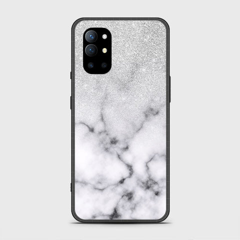 OnePlus 9R Cover - White Marble Series - HQ Ultra Shine Premium Infinity Glass Soft Silicon Borders Case