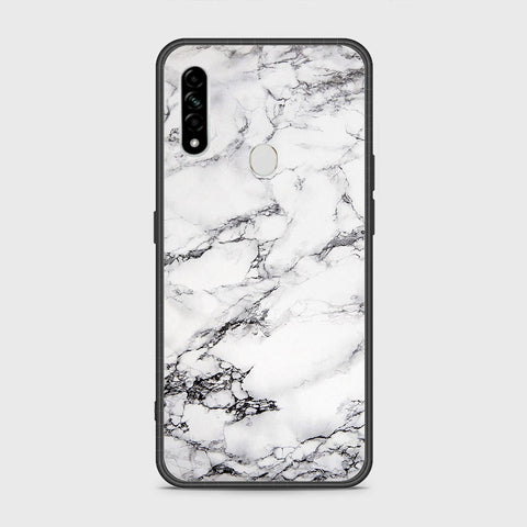 Oppo A8 Cover- White Marble Series - HQ Ultra Shine Premium Infinity Glass Soft Silicon Borders Case