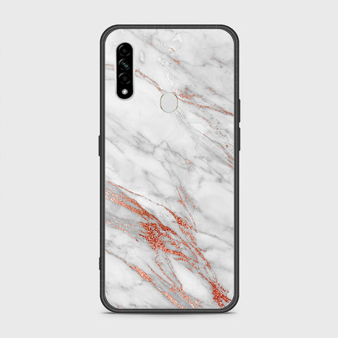 Oppo A8 Cover- White Marble Series - HQ Ultra Shine Premium Infinity Glass Soft Silicon Borders Case