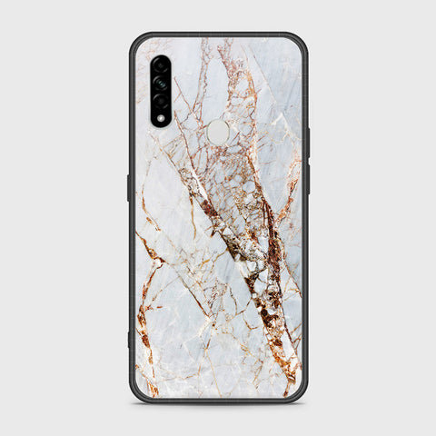 Oppo A8 Cover- White Marble Series - HQ Ultra Shine Premium Infinity Glass Soft Silicon Borders Case