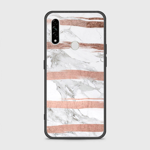 Oppo A8 Cover- White Marble Series - HQ Ultra Shine Premium Infinity Glass Soft Silicon Borders Case