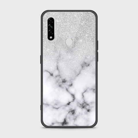 Oppo A8 Cover- White Marble Series - HQ Ultra Shine Premium Infinity Glass Soft Silicon Borders Case