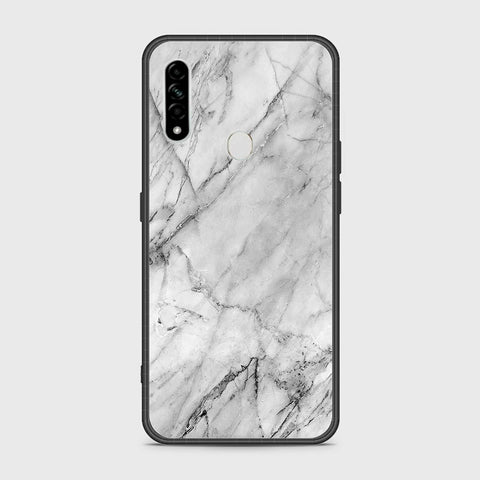 Oppo A8 Cover- White Marble Series - HQ Ultra Shine Premium Infinity Glass Soft Silicon Borders Case