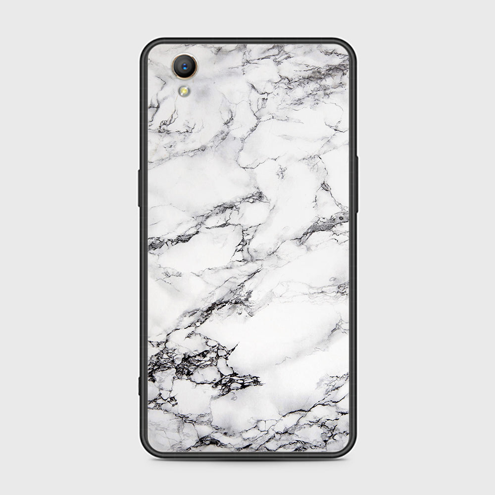 Oppo A37 Cover- White Marble Series - HQ Ultra Shine Premium Infinity Glass Soft Silicon Borders Case