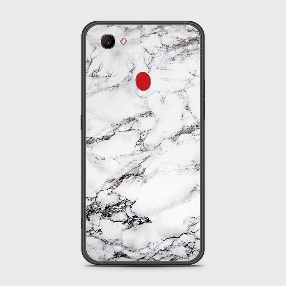 Oppo F7 Cover- White Marble Series - HQ Ultra Shine Premium Infinity Glass Soft Silicon Borders Case