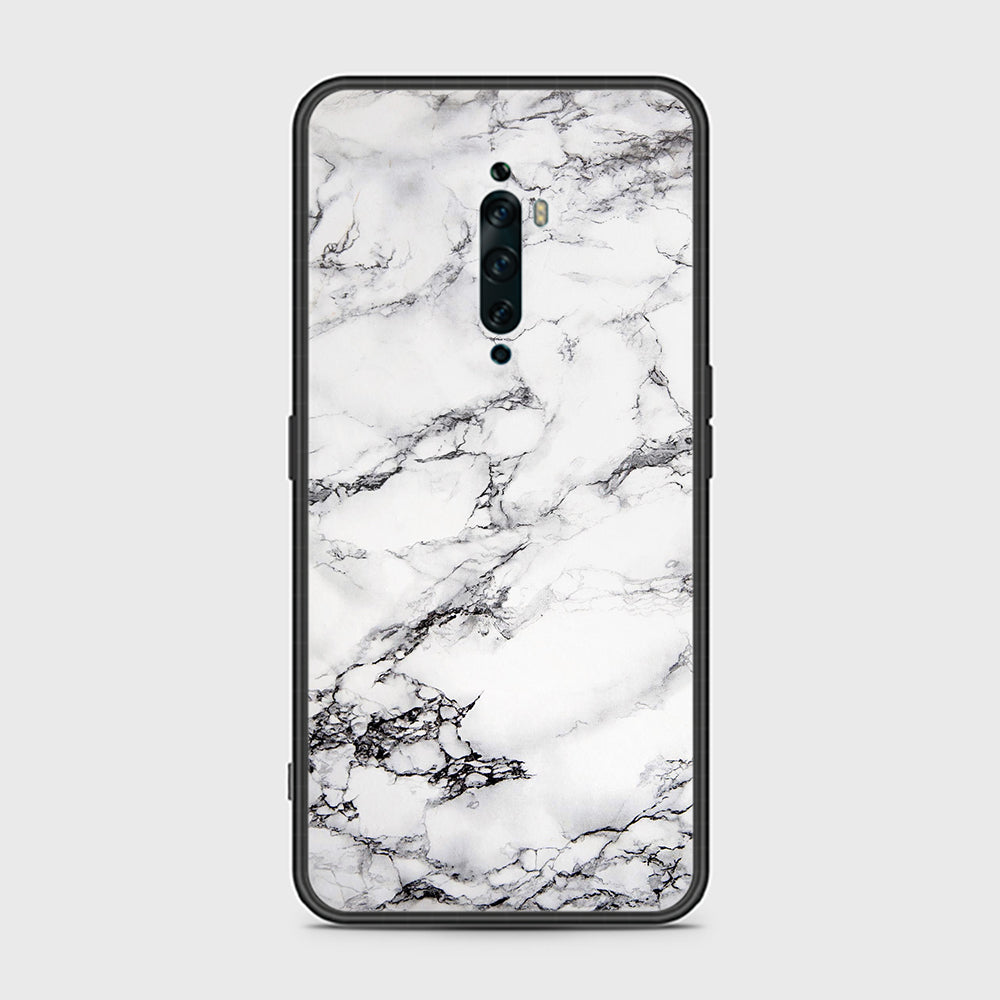 Oppo Reno 2F Cover- White Marble Series - HQ Ultra Shine Premium Infinity Glass Soft Silicon Borders Case