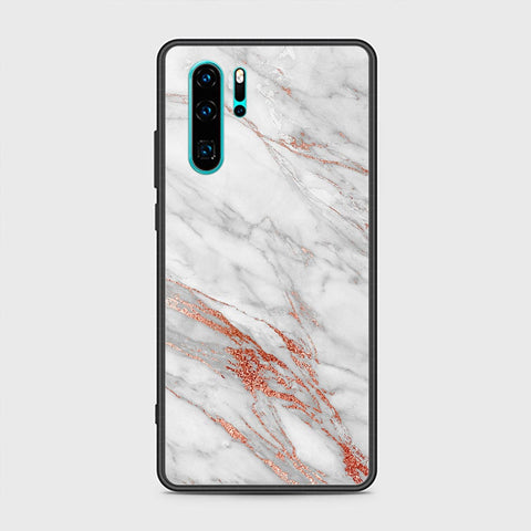 Huawei P30 Pro Cover - White Marble Series - HQ Ultra Shine Premium Infinity Glass Soft Silicon Borders Case