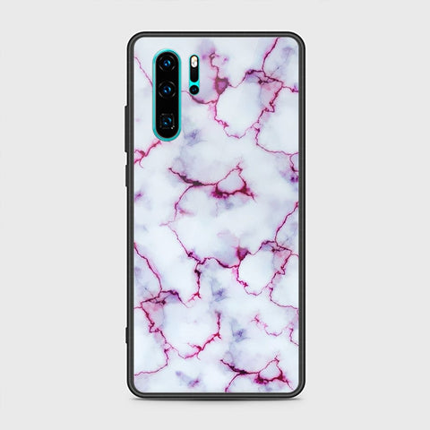 Huawei P30 Pro Cover - White Marble Series - HQ Ultra Shine Premium Infinity Glass Soft Silicon Borders Case