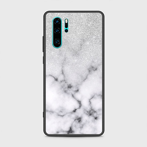 Huawei P30 Pro Cover - White Marble Series - HQ Ultra Shine Premium Infinity Glass Soft Silicon Borders Case